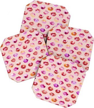 Ninola Design Sweet Pink Lips Set of 4 Coasters