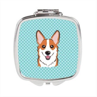 Awesome Apparel Checkerboard Blue Corgi Compact Mirror, 2.75 x 3 x .3 In.