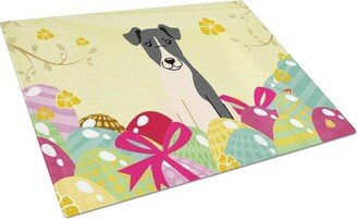 BB6098LCB Easter Eggs Smooth Fox Terrier Glass Cutting Board