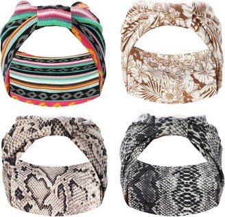 Unique Bargains Women's Yoga Hair Scarfs Bohemia Head Wraps 5.31 Wide Multicolor 4 Pcs