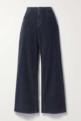 Eglitta Cotton-blend Corduroy Straight-leg Pants - Blue