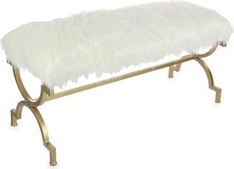 Primrose Valley Iron, Chinese Red Pine Wood & Faux Fur Bench