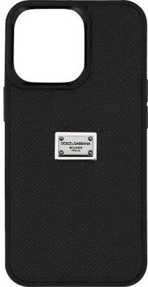 Calfskin iPhone 13 Pro cover with logo tag