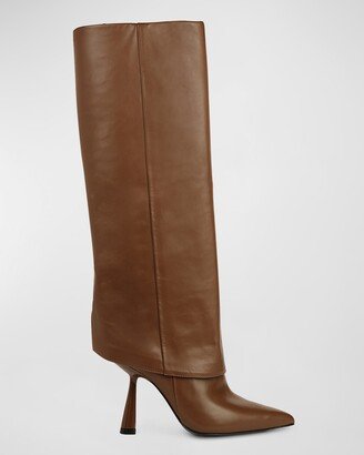 Martine Leather Foldover Knee Boots