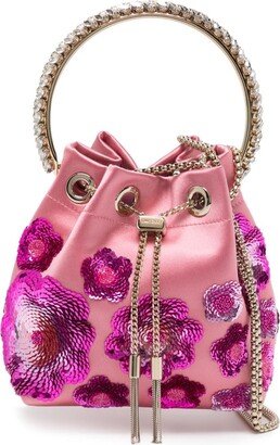 Bon Bon floral-sequinned bucket bag