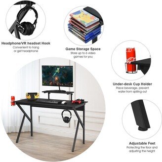 Laptop Computer Table Gaming Desk with Cup Holder & Headphone Hook