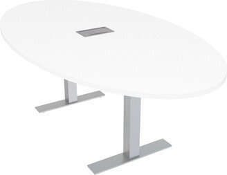 Skutchi Designs, Inc. 4 Person Oval Conference Room Table Metal T-Bases Electrical Unit