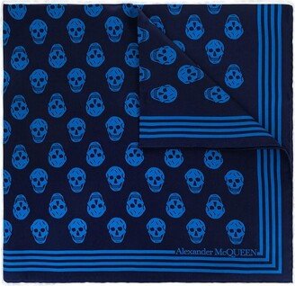 Skull-Printed Striped Edge Scarf-AB