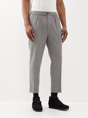 Pleated Twill Cropped Trousers