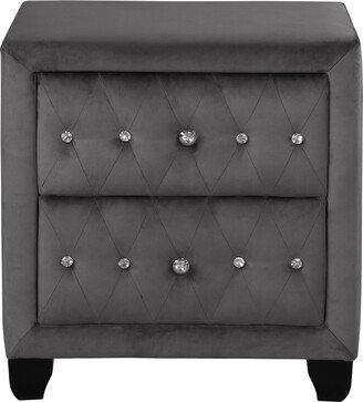 TONWIN Nightstand Gray,Modern Design,Velvet Upholstery,Acacia wood