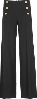 Buttoned Wide-Leg Trousers