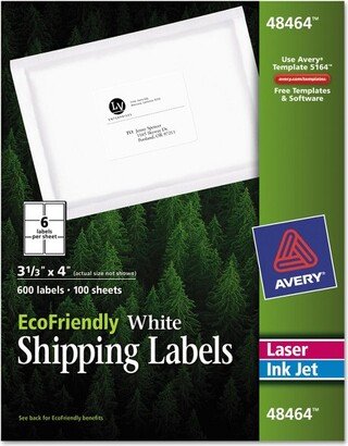 EcoFriendly Laser/Inkjet Shipping Labels 3 1/3 x 4 White 600/Pack 48464