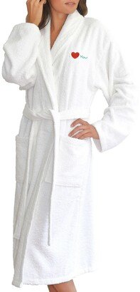 'I Love You' Embroidered White Terry Bathrobe-AC