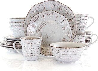 Rustic Birch 16 Piece Stoneware Round Dinnerware Set