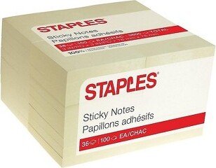 Staples Stickies Standard Notes 3 x 3 100 Sh./Pad 36 Pads/PK (S-33YR36)