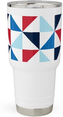 Travel Mugs: Pinwheels - Multi Travel Tumbler, 30Oz, Blue