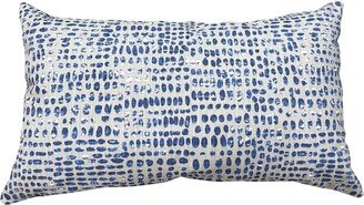 Sediment Vivid Blue Lumbar Pillow Cover, Taupe & White Zippered Rectangular Case