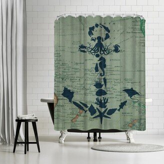 71 x 74 Shower Curtain, Map Anchor by Samantha Ranlet