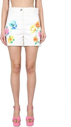 All-Over Floral Printed Denim Shorts