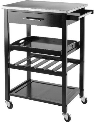 Anthony Stainless Steel Top Kitchen Cart Wood/Black