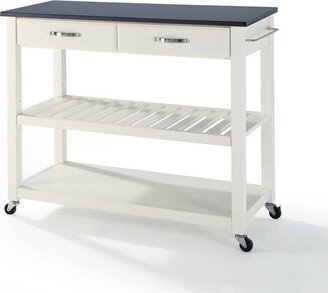 Granite Top Kitchen Prep Cart White/Black