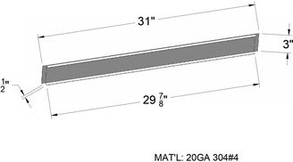 Custom Back Of Stove Trim For 3 X 30 Hole with Two Perimeter Sides