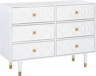 Glam 6 Drawer Geo Textured Dresser