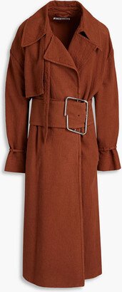 Oversized belted cotton-cloqué trench coat