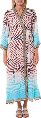 Ranee's Zebra Print Wrap Swim Cover Up Dress