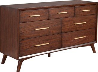 60 Inch Wooden Dresser with 7 Drawers, Brown