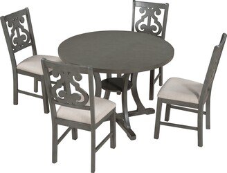 5-Piece Round Dining Table and Chair Set