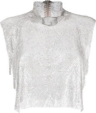 Santa Brands Rhinestone-Embellished Sheer Crop Top