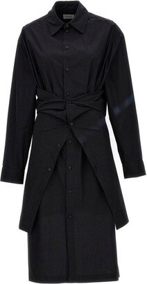 Long-Sleeved Buttoned Shirt Dress