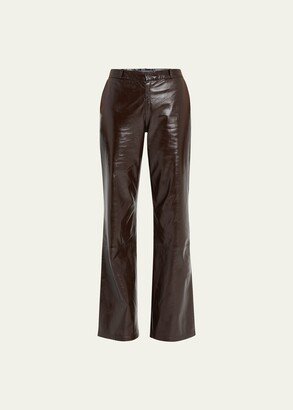 Low-Waist Leather Cigarette Pants