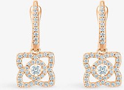 Womens 18K Rose Gold Enchanted Lotus 18ct Rose-gold and 0.35ct Round-cut Diamond Earrings