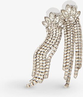 Womens Noir / Gris Waterfall Crystal-embellished Brass Earrings
