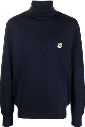 Wool Fox-Motif Roll-Neck Jumper