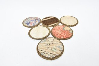Kitchen Decor, Gift For Her, Kilim Coaster, White Pad, Striped Natural Rug Coffee Unique