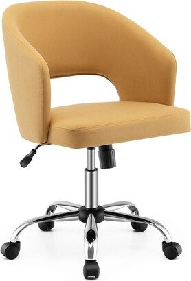 Tangkula Adjustable Swivel Desk Vanity Chair Upholstered Office Chair w/ Hollow Out Back