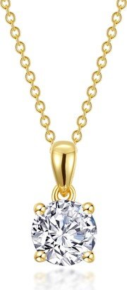 Simulated Diamond Solitaire Pendant Necklace-AA