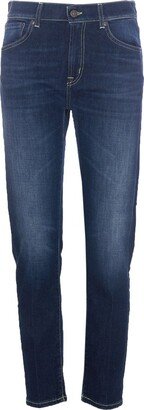 Logo-Patch Cropped Skinny Jeans-AA