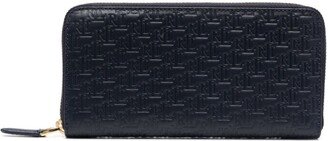 Embosed-Logo Zip Leather Wallet