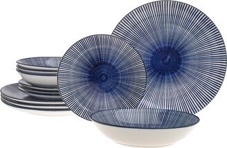 Blue 12 Piece Dinnerware Set, Service for 4