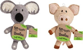 Spunky Pup Woolies Plush (Koala and Pig) - Set of 2 - Dog Toy