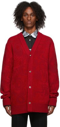 Red Logo Graffiti Allover Cardigan