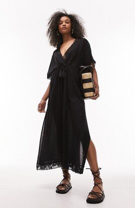 Lace Trim Cotton Cover-Up Dress