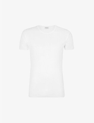 Mens White Crew-neck Cotton T-shirt Xxl