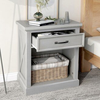 Modern Wooden Nightstand with Drawers Storage,Gray