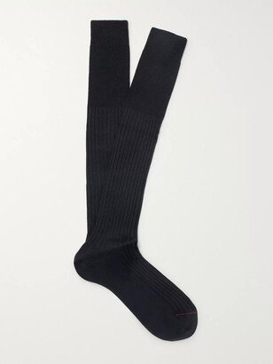 Ribbed Cashmere and Silk-Blend Socks-AA