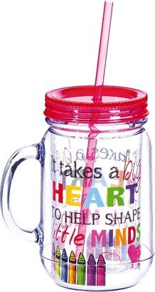 It Takes a Big Heart Double-Walled Acrylic Mason Jar Beverage Holder- 3.5 x 5 x 6.25 Inches